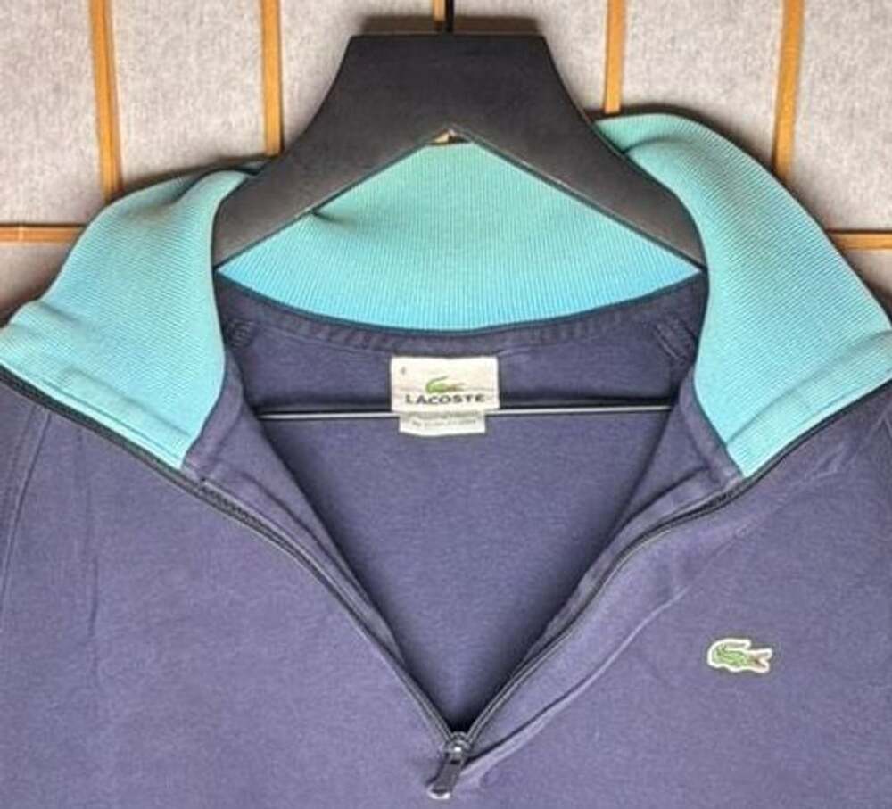 2000’s Lacoste Quarter Zip Sweatshirt Size L Blue Navy Long Sleeve